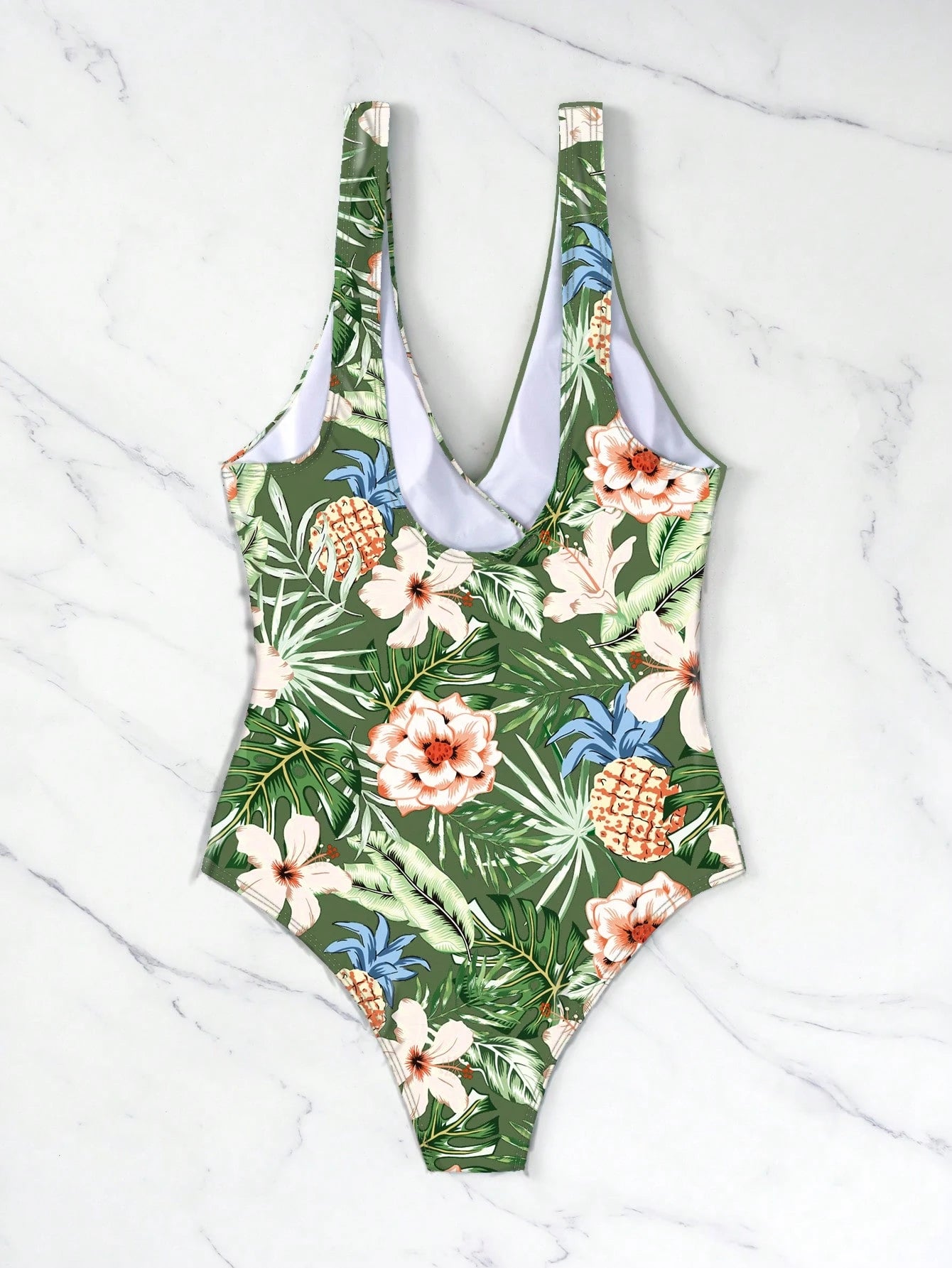 SHEIN Swim Maiô de Peça Única com Alça Destacável, Estampa Aleatória de Verão