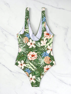 SHEIN Swim Maiô de Peça Única com Alça Destacável, Estampa Aleatória de Verão