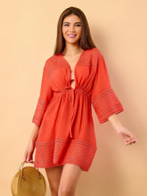 Vendedor IndicadoSAIDA DE PRAIA FEMININA KIMONO LACAMENTO MANGA LONGA