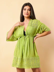 Vendedor IndicadoSAIDA DE PRAIA FEMININA KIMONO LACAMENTO MANGA LONGA