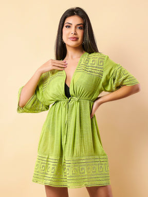 Vendedor IndicadoSAIDA DE PRAIA FEMININA KIMONO LACAMENTO MANGA LONGA