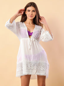 Vendedor IndicadoSAIDA DE PRAIA FEMININA KIMONO LACAMENTO MANGA LONGA