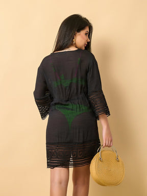 Vendedor IndicadoSAIDA DE PRAIA FEMININA KIMONO LACAMENTO MANGA LONGA