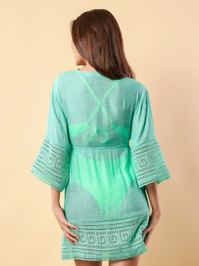 Vendedor IndicadoSAIDA DE PRAIA FEMININA KIMONO LACAMENTO MANGA LONGA