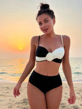 SHEIN Swim Conjunto de Maiô Bikini 3D Floral com Bloco de Cores de Praia de Verão