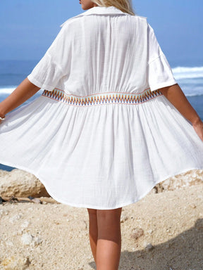 Swim Vcay Vestido De Cobertura De Cintura Com Fita Geométrica