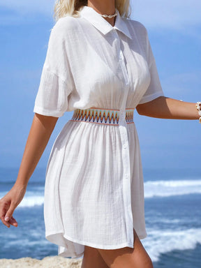 Swim Vcay Vestido De Cobertura De Cintura Com Fita Geométrica