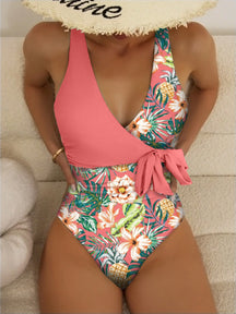 SHEIN Swim Maiô de Peça Única com Alça Destacável, Estampa Aleatória de Verão