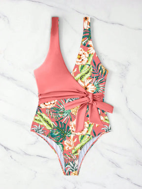 SHEIN Swim Maiô de Peça Única com Alça Destacável, Estampa Aleatória de Verão