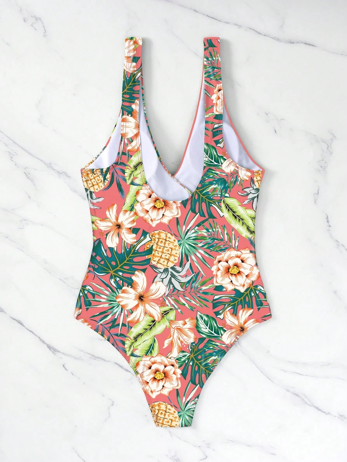 SHEIN Swim Maiô de Peça Única com Alça Destacável, Estampa Aleatória de Verão