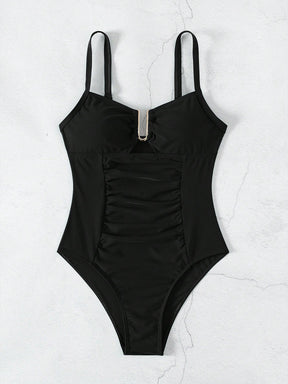 SHEIN Swim Maiô Feminino de Cor Sólida Com Decote em U e Recorte, Verão