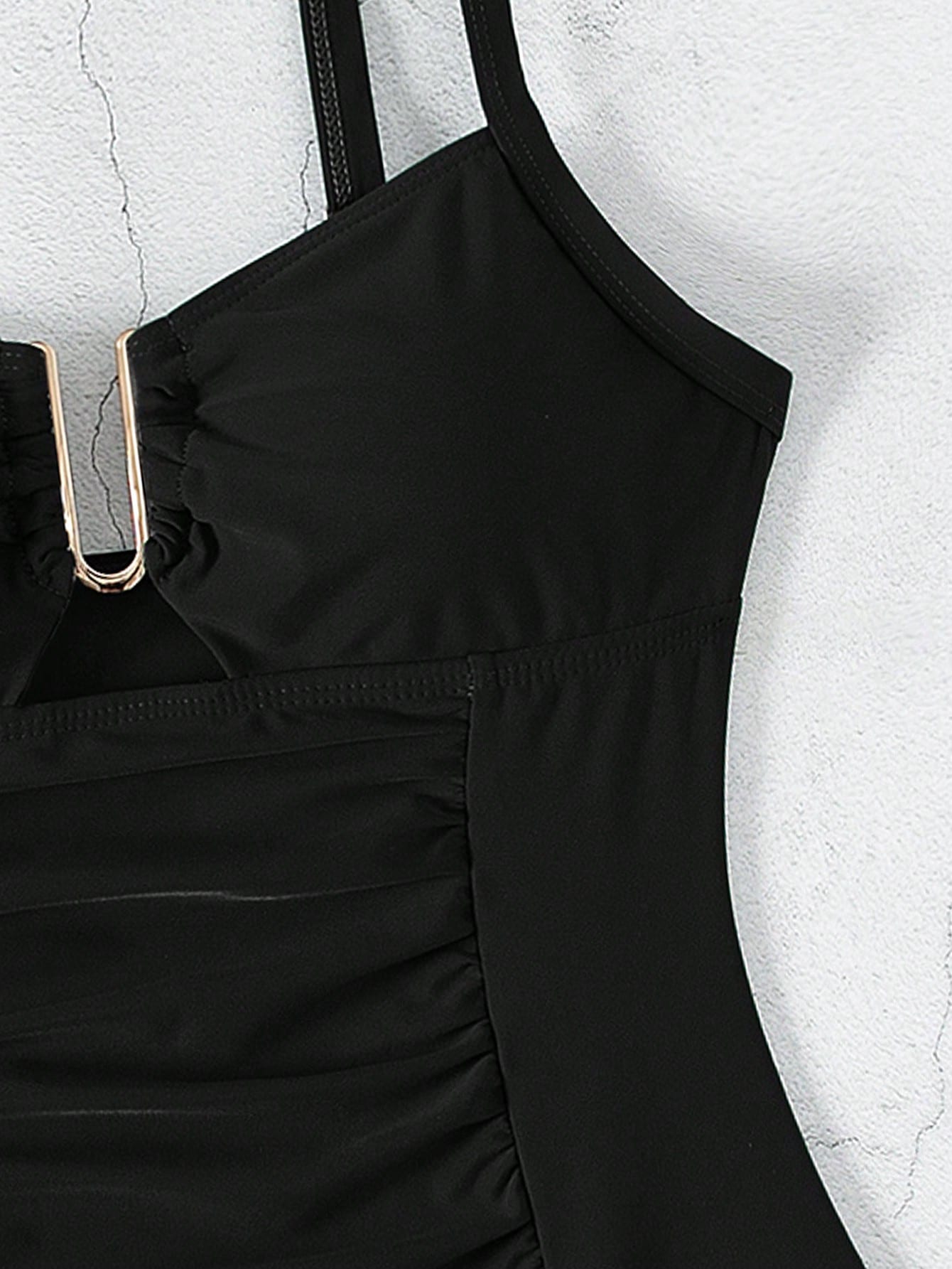 SHEIN Swim Maiô Feminino de Cor Sólida Com Decote em U e Recorte, Verão