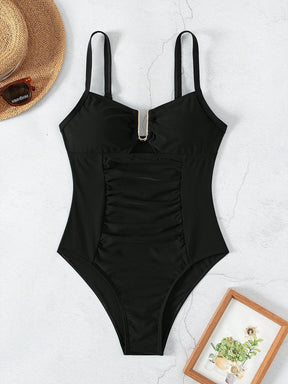 SHEIN Swim Maiô Feminino de Cor Sólida Com Decote em U e Recorte, Verão