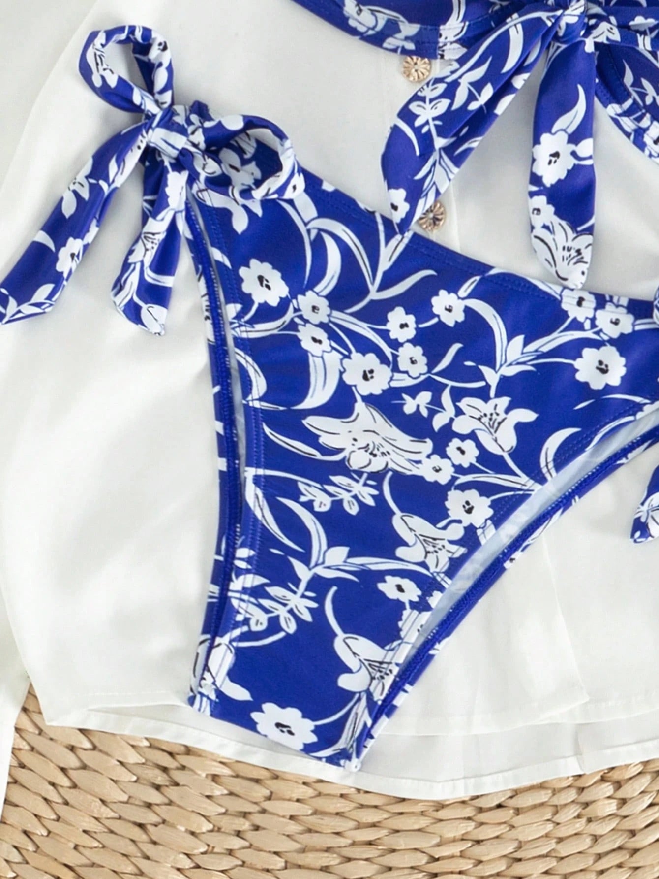 Swim Vcay Conjunto de Maiô Bikini Separado com Estampa Floral, Bojo e Push-Up para a Praia, Carnaval