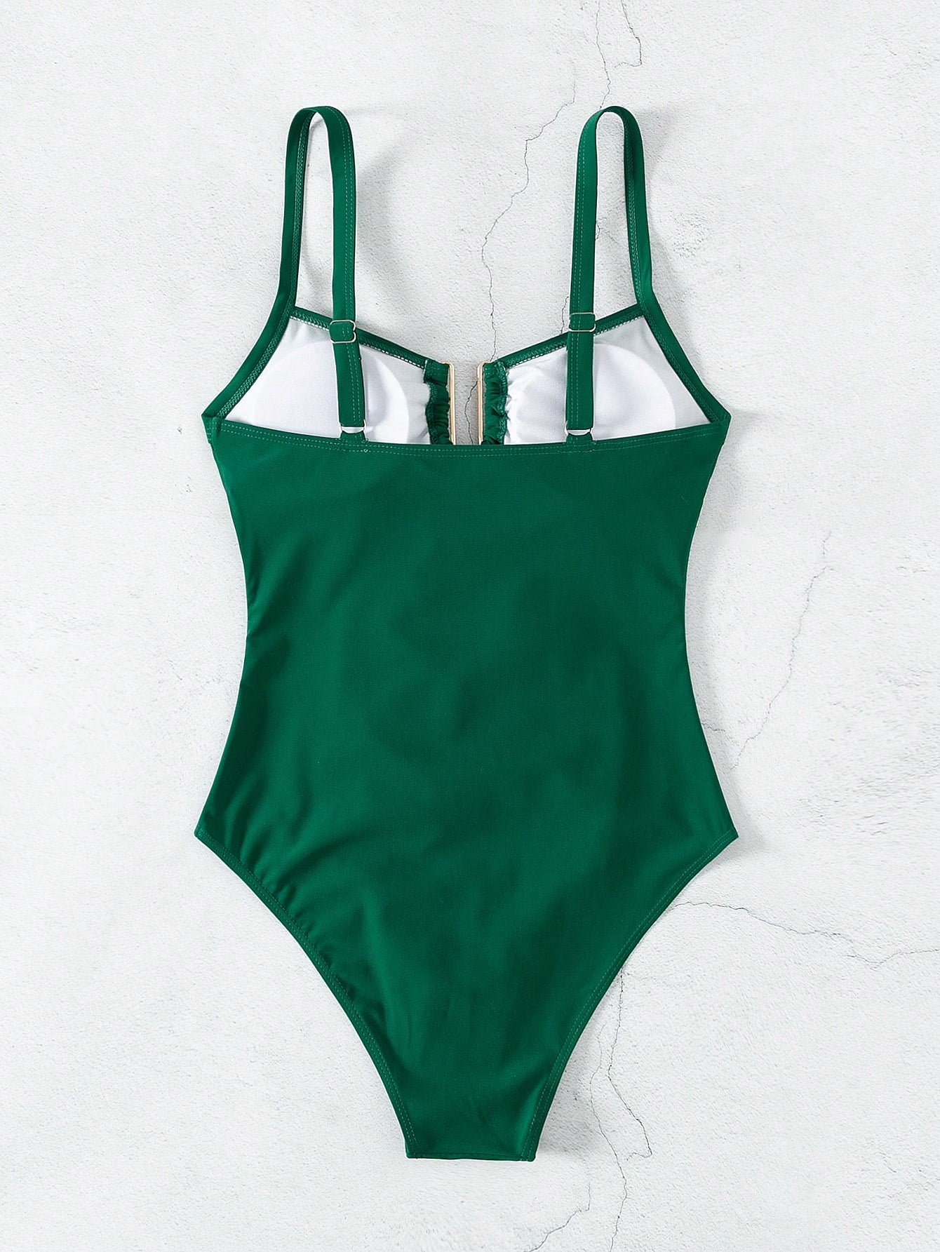 SHEIN Swim Maiô Feminino de Cor Sólida Com Decote em U e Recorte, Verão