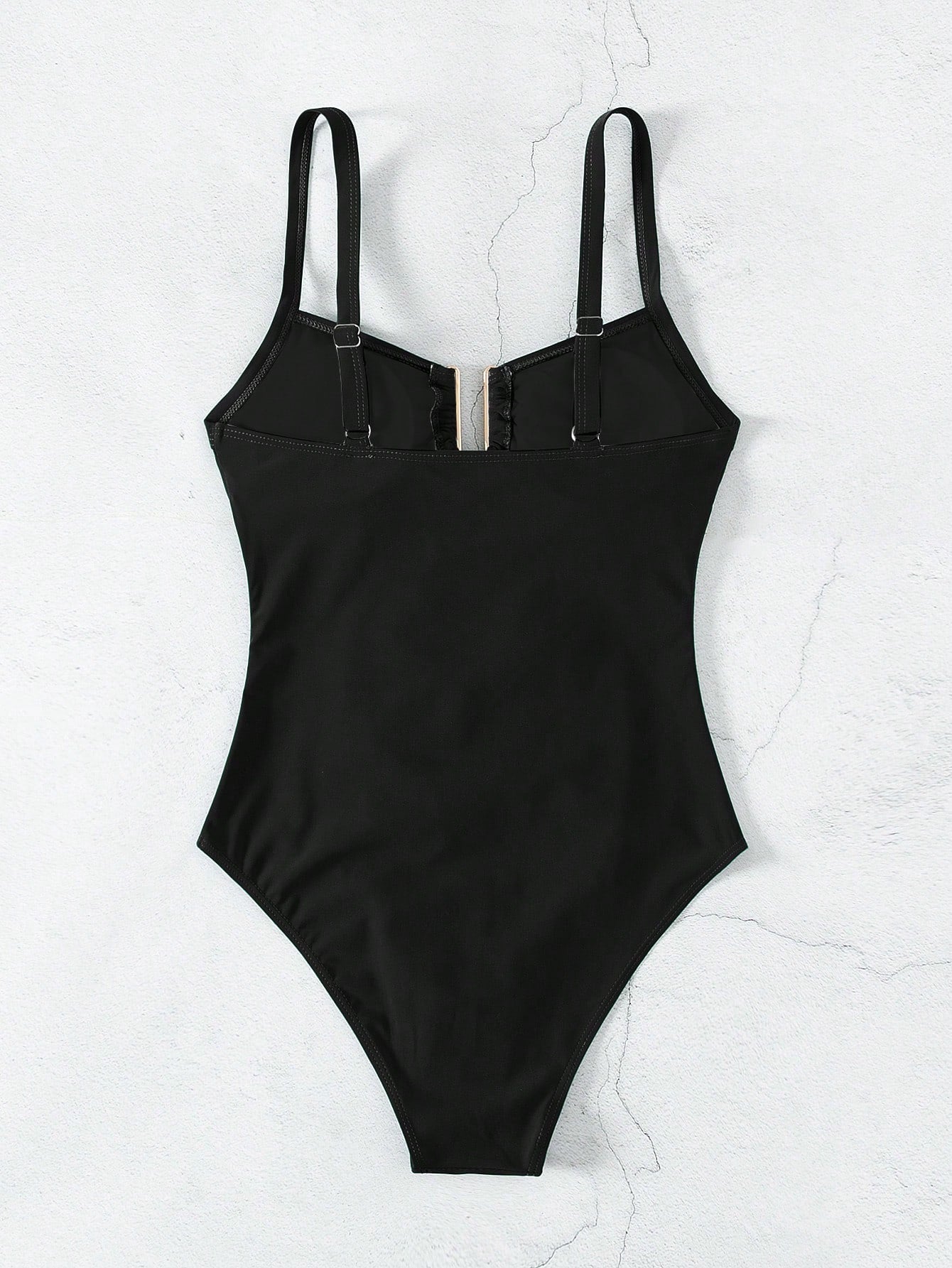 SHEIN Swim Maiô Feminino de Cor Sólida Com Decote em U e Recorte, Verão