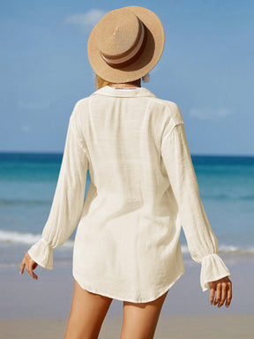 SHEIN Swim Sólido Botão Frontal Conjunto De Cobertura