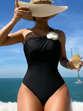 SHEIN Swim Maiô De Um Ombro Feminino Com Decoração De Flores Em 3d