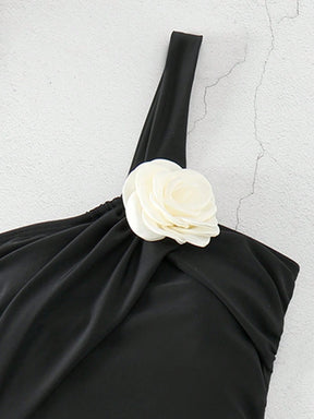 SHEIN Swim Maiô De Um Ombro Feminino Com Decoração De Flores Em 3d