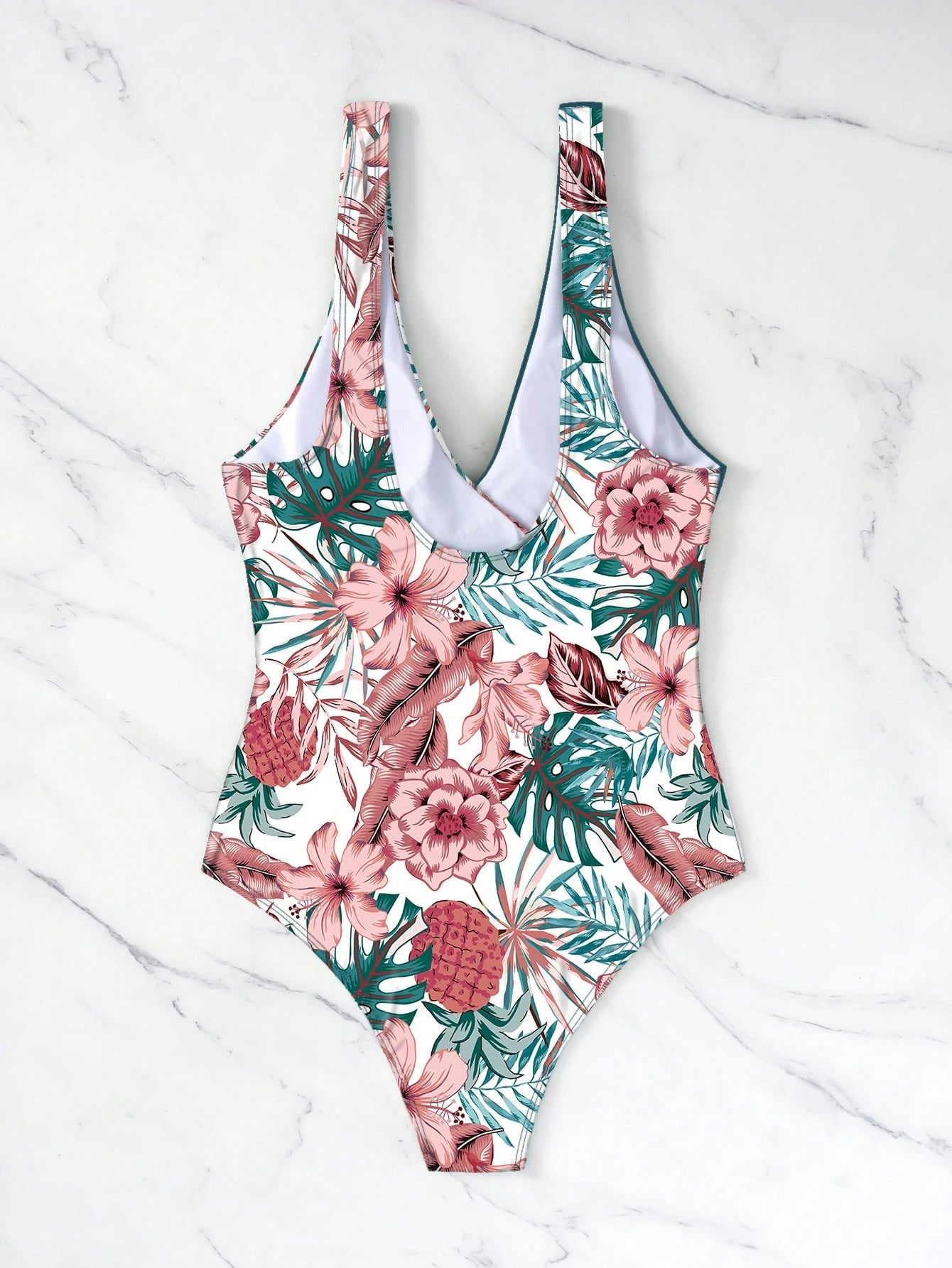 SHEIN Swim Maiô de Peça Única com Alça Destacável, Estampa Aleatória de Verão