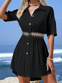 Swim Vcay Vestido De Cobertura De Cintura Com Fita Geométrica