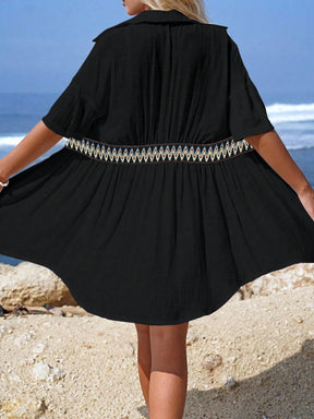 Swim Vcay Vestido De Cobertura De Cintura Com Fita Geométrica