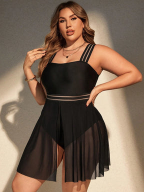 SHEIN Swim Curve Maiô de uma peça Plus Size para Praia com alça de camisole, Conjunto de 2 peças