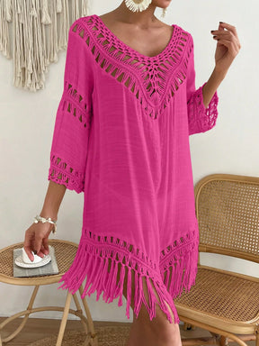 Swim Vcay Capa Tricotada Vazada Feminina, Moda Simples Casual para Férias