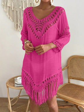 Swim Vcay Capa Tricotada Vazada Feminina, Moda Simples Casual para Férias