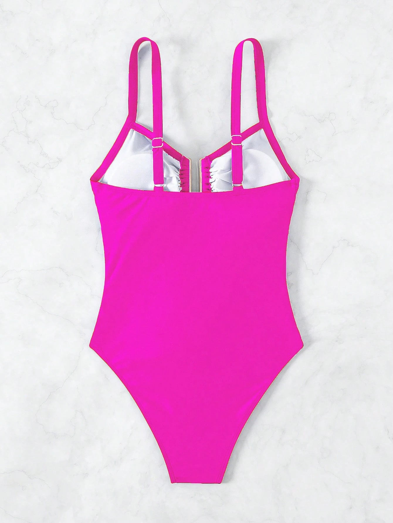 SHEIN Swim Maiô Feminino de Cor Sólida Com Decote em U e Recorte, Verão