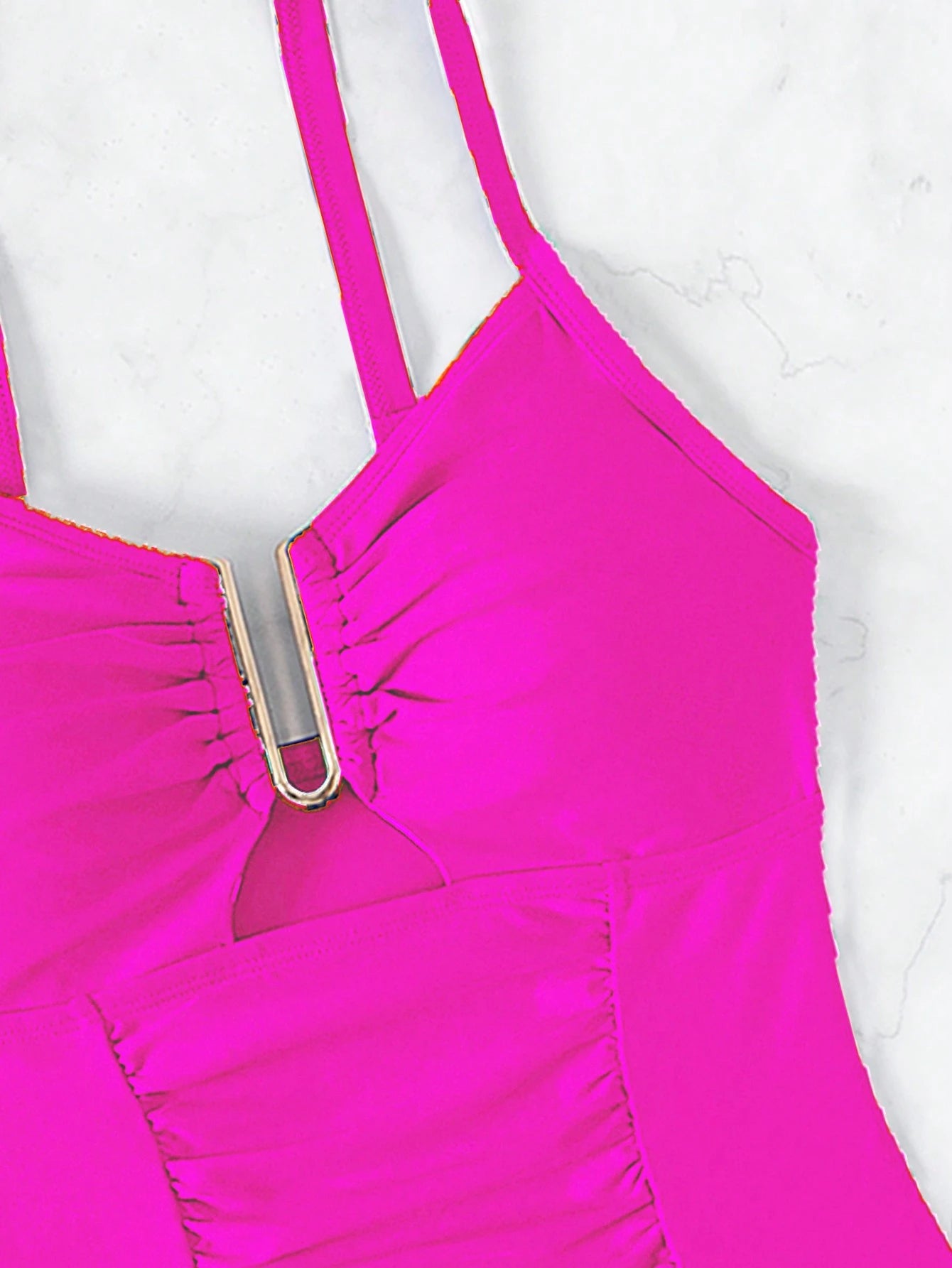 SHEIN Swim Maiô Feminino de Cor Sólida Com Decote em U e Recorte, Verão