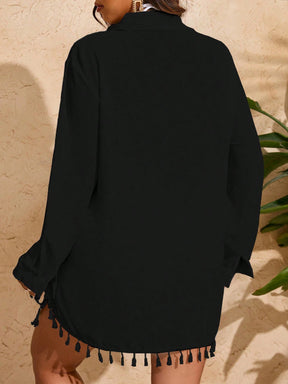 Swim Vcay Roupa De Praia Capa para Praia com Bainha de Borla, Plus Size, Verão, Para Mulheres