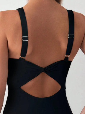 Swim Vcay Maiô de uma peça com estampa de leopardo e aberturas redondas com anéis para praia de verão