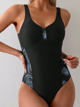 Swim Lushoire Maiô feminino de uma peça com estampa de plantas e design patchwork, ideal para veranear na praia