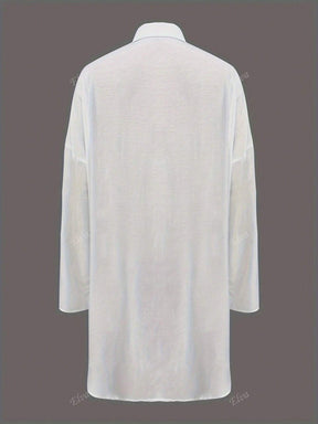 QIANZHIDU Vestido Camisa Solto Grande Casual Simples de Verão e Primavera com Botão na Frente e Cor Sólida para Mulheres