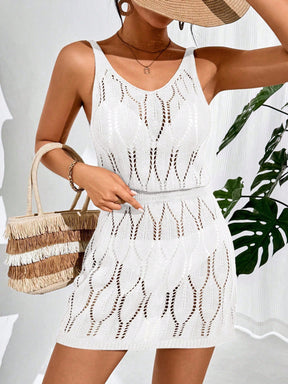 Swim Vcay Vestidos de Praia para Mulheres, Decote Redondo, Costas Descubertas, Cor Sólida, Casual, Capa para o Verão