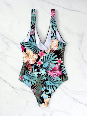 SHEIN Swim Maiô de Peça Única com Alça Destacável, Estampa Aleatória de Verão