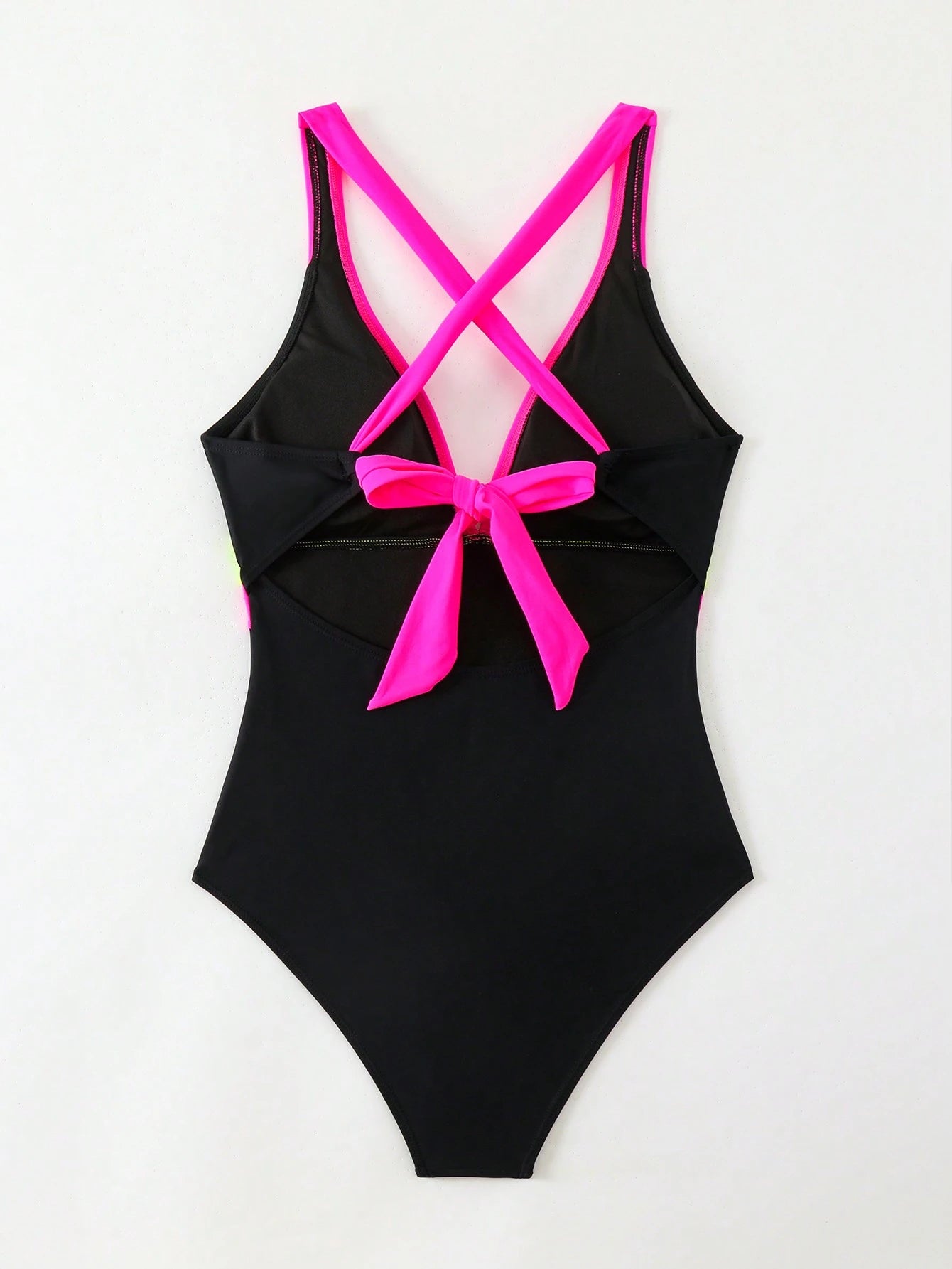 Maiô Sexy de Moda Feminino de Cor Contrastante, Alça Alta, Maiô de Peça Única