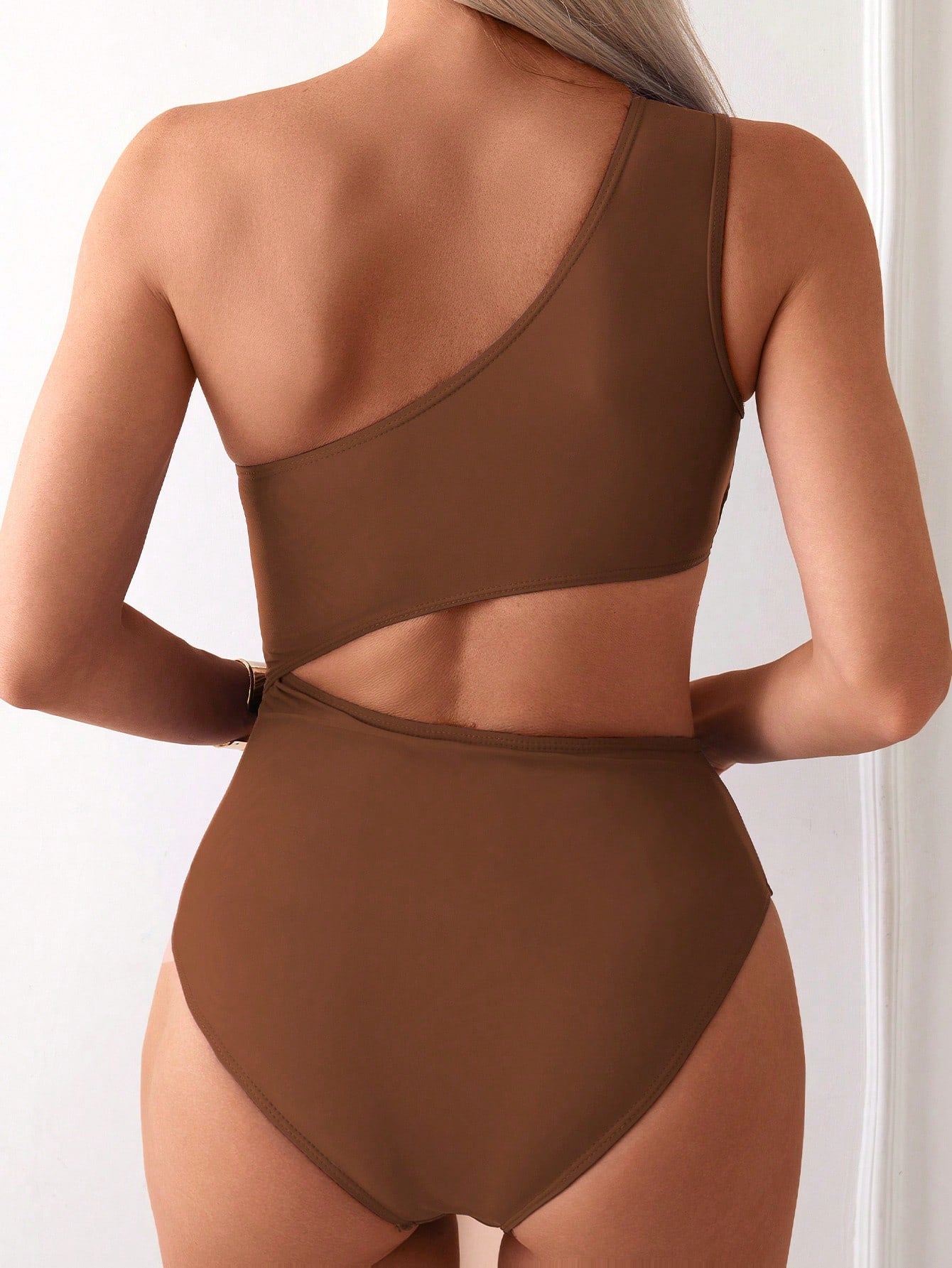 SHEIN Swim Maiô de Praia com Babado Vazado para Verão e Férias Feminino