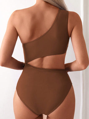 SHEIN Swim Maiô de Praia com Babado Vazado para Verão e Férias Feminino