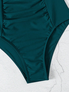 SHEIN Swim Maiô Feminino de Cor Sólida Com Decote em U e Recorte, Verão