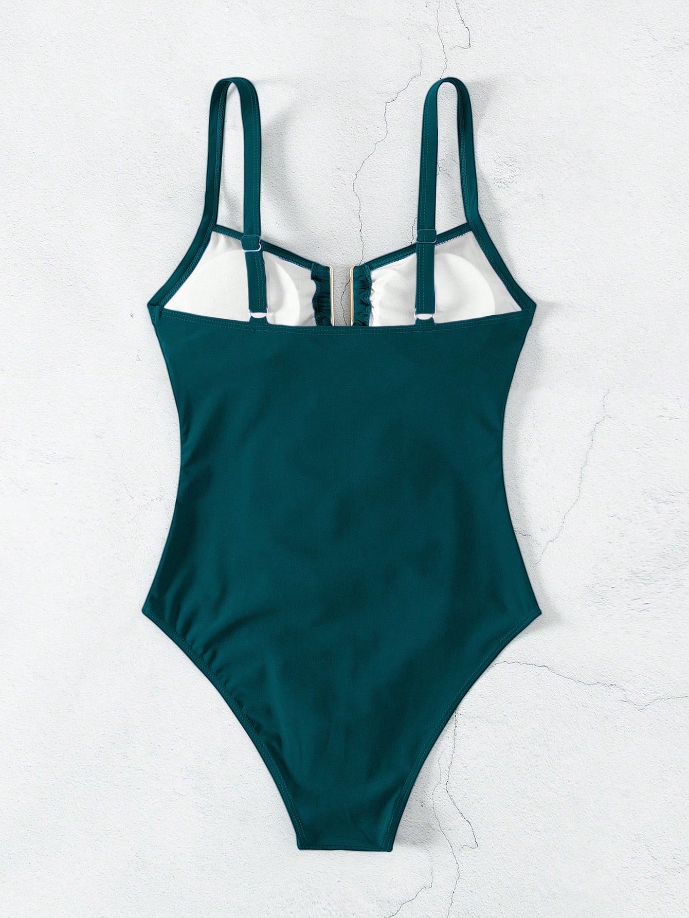 SHEIN Swim Maiô Feminino de Cor Sólida Com Decote em U e Recorte, Verão