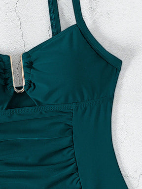 SHEIN Swim Maiô Feminino de Cor Sólida Com Decote em U e Recorte, Verão