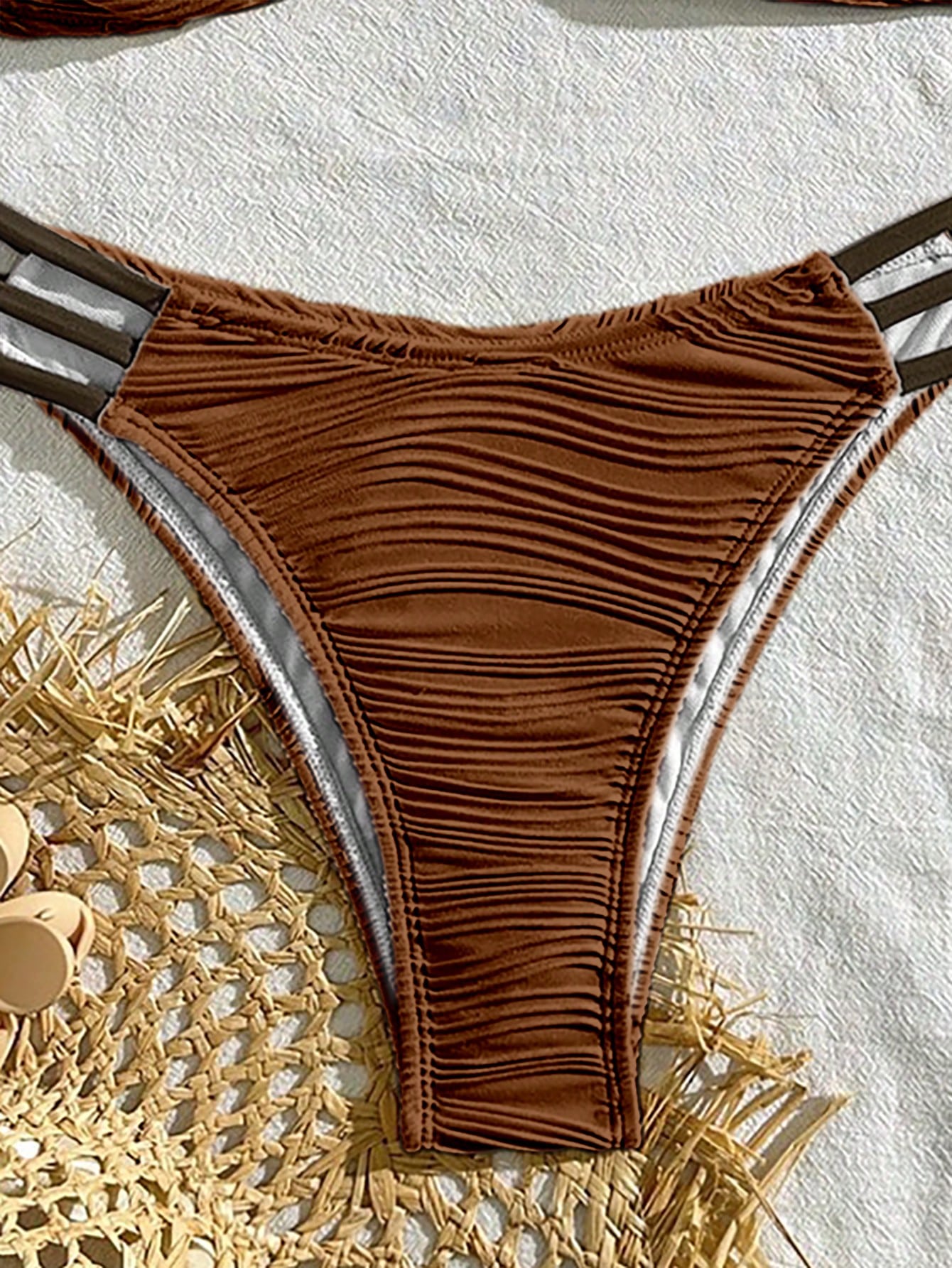 SHEIN Swim Conjunto de Maiô Bikini sexy feminino com recortes e drapeados em bloco de cores para praia de verão