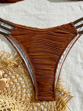 SHEIN Swim Conjunto de Maiô Bikini sexy feminino com recortes e drapeados em bloco de cores para praia de verão