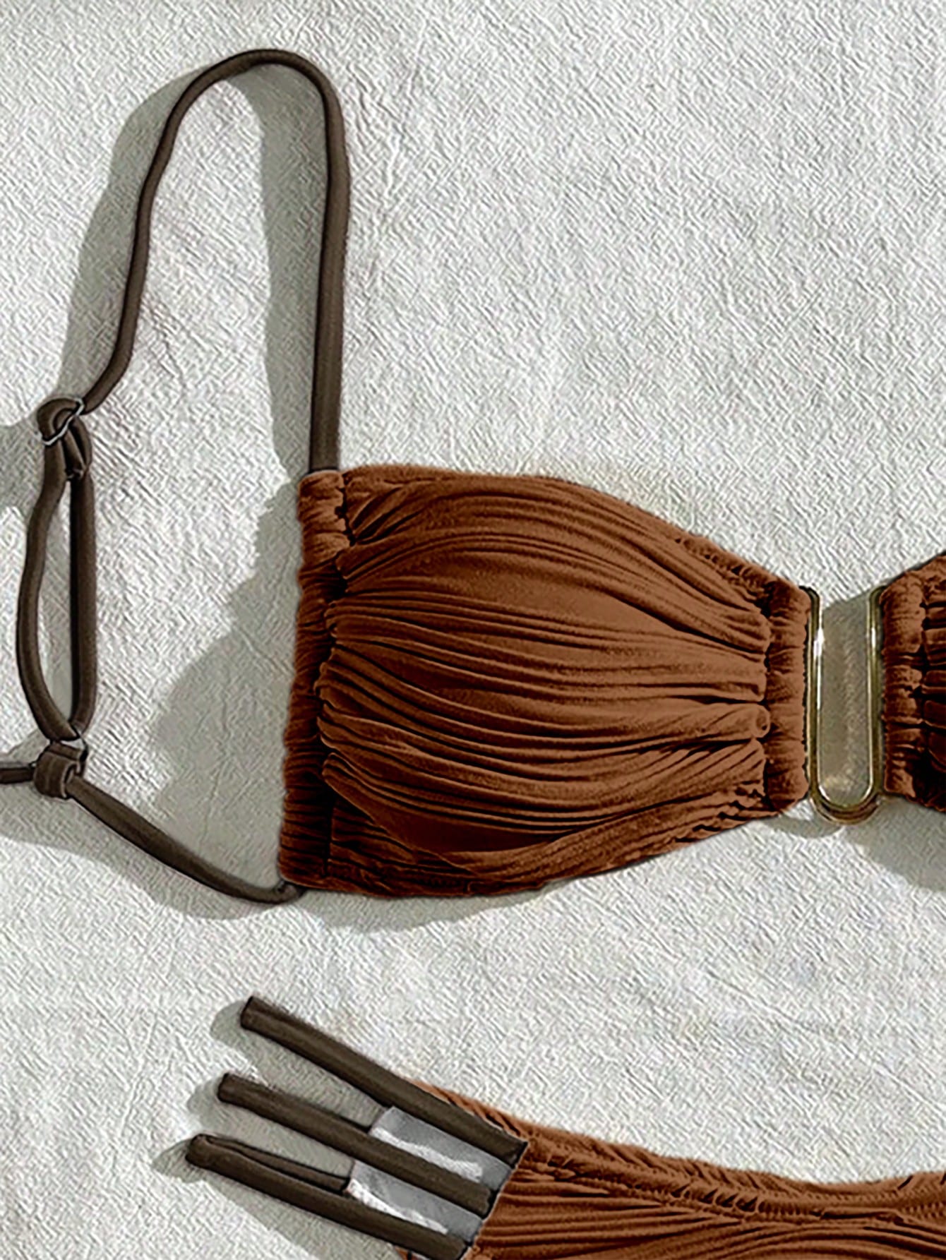 SHEIN Swim Conjunto de Maiô Bikini sexy feminino com recortes e drapeados em bloco de cores para praia de verão