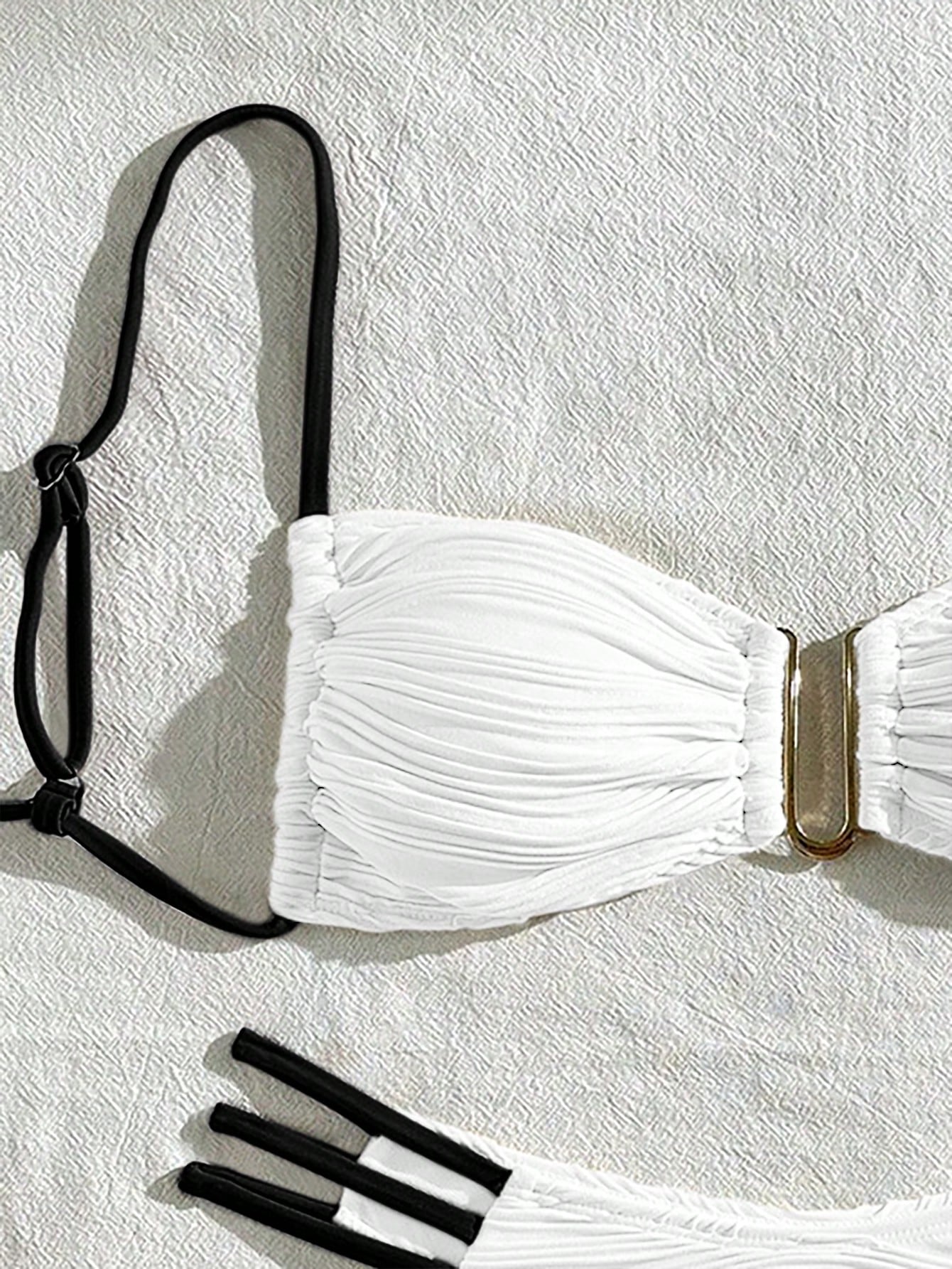 SHEIN Swim Conjunto de Maiô Bikini sexy feminino com recortes e drapeados em bloco de cores para praia de verão