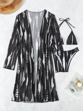3 Peças/Conjunto Maiô Bikini Feminino com Estampa Sexy, Maiô de Verão em Alta