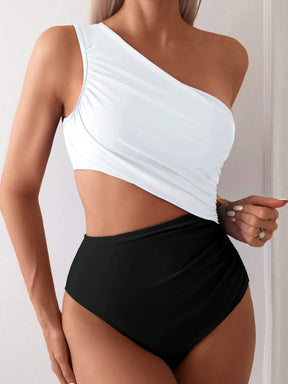 SHEIN Swim Maiô de Praia com Babado Vazado para Verão e Férias Feminino