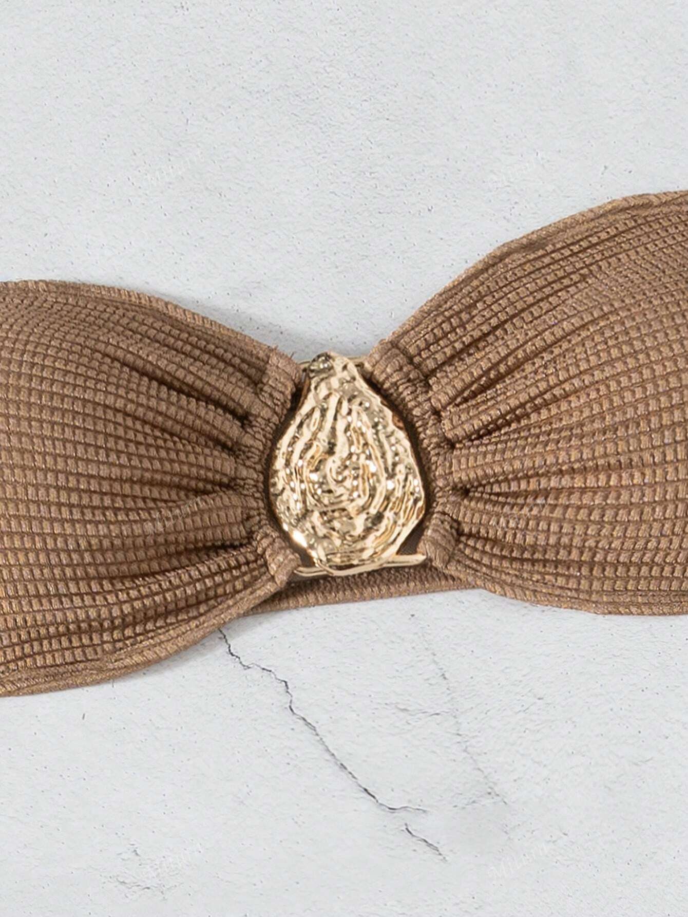 3 Peças Novo Conjunto de Maiô Bikini Fashion Sexy Cor Sólida em Marrom, Para Praia de Verão para Mulheres, Conjunto de Sutiã de Alça e Parte Inferior de Maiô Bikini